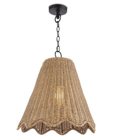 Outdoor Woven Pendant with Crenulated Edge - 2 Sizes