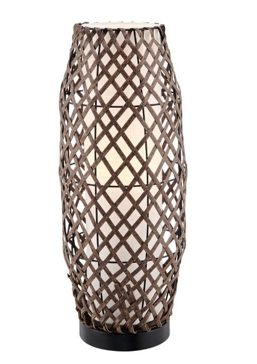23" Woven Tall Outdoor Table Lamp - Cordless, Rechargeable Bulb