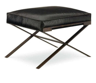 X-Base Leather Upholstered Ottoman - Hamptons Furniture, Gifts, Modern & Traditional